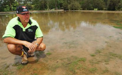 Waterlogged: A lake of floodwater again covered the Orara Turf farm yesterday. Waterlogged: A lake of floodwater again covered the Orara Turf farm yesterday.